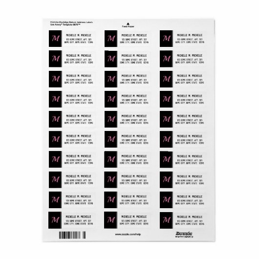 Basic, Custom Initiaal Letter Return Address Label (Full Sheet)