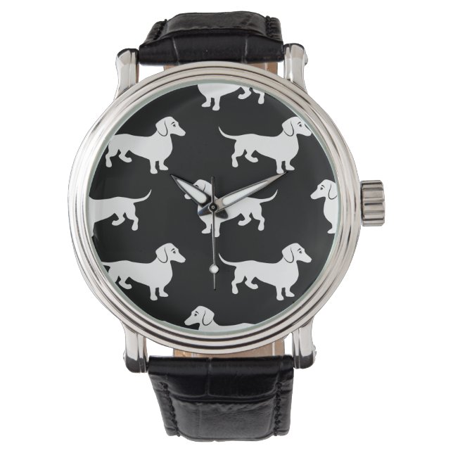 Basic Dachshund Pattern Horloge (Voorkant)