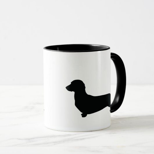 Basic Dachshund Silhouette Mok (Voorkant rechts)