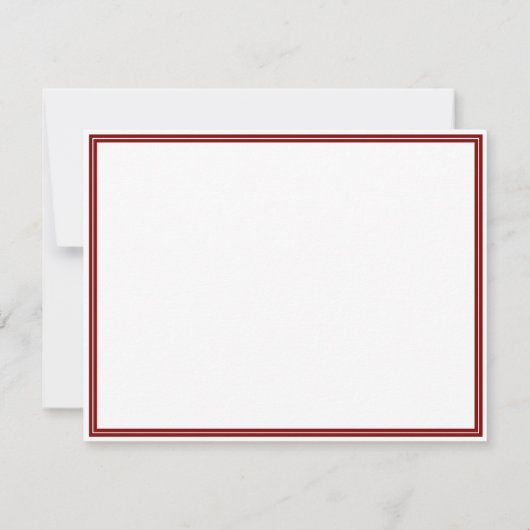 Basic Deep Red Border gepersonaliseerd Notitiekaartje (Achterkant)