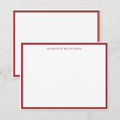 Basic Deep Red Border gepersonaliseerd Notitiekaartje (Voorkant / Achterkant)