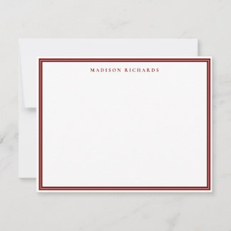Basic Deep Red Border gepersonaliseerd Notitiekaartje