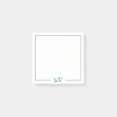 Basic Donker Blauwgroen Groen Monogram Initialen Post-it® Notes (Voorkant)