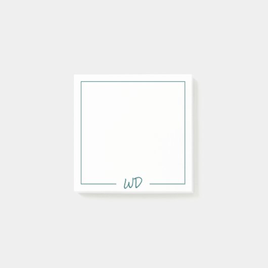 Basic Donker Blauwgroen Groen Monogram Initialen Post-it® Notes (Voorkant)
