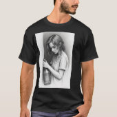 Basic donker T-shirt."Lege fles, eindeloos avontuu T-shirt (Voorkant)