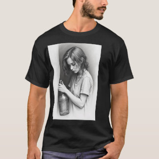 Basic donker T-shirt."Lege fles, eindeloos avontuu T-shirt