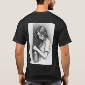 Basic donker T-shirt."Lege fles, eindeloos avontuu T-shirt (Achterkant)