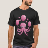 Basic Donker T-shirt met mooie octopus (Voorkant)