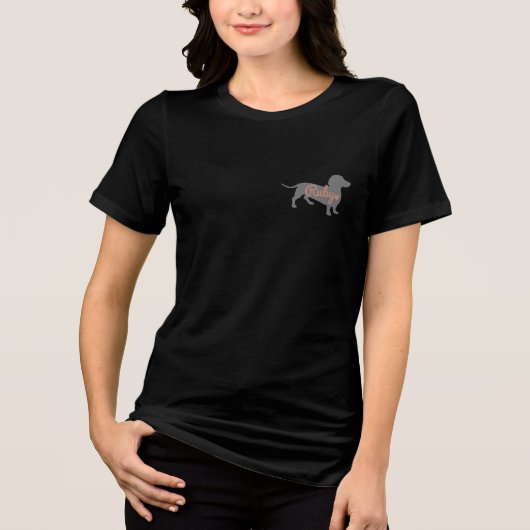 Basic Donker T-Shirt Teckel Hond persoonlijkheid (Voorkant)