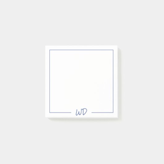 Basic Donkerblauw Monogram Initialen Post-it® Notes (Voorkant)