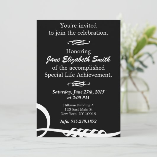 Basic Elegant B&W-uitnodiging Kaart (Staand voorkant)