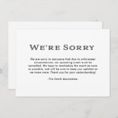 Basic Elegant Black and White Cancelation Aankondiging (Voorkant / Achterkant)