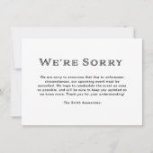 Basic Elegant Black and White Cancelation Aankondiging (Voorkant)