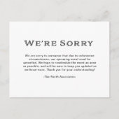 Basic Elegant Black and White Cancelation Aankondigingskaart (Voorkant)