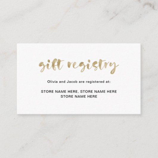 Basic Elegant Faux Gold | Cadeauregister Informatiekaartje (Voorkant)