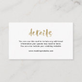 Basic Elegant Faux Gold | Weddengegevens Informatiekaartje (Voorkant)