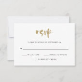 Basic Elegant Faux Gold Wedding RSVP Kaartje (Voorkant)