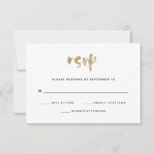 Basic Elegant Faux Gold Wedding RSVP Kaartje (Voorkant)