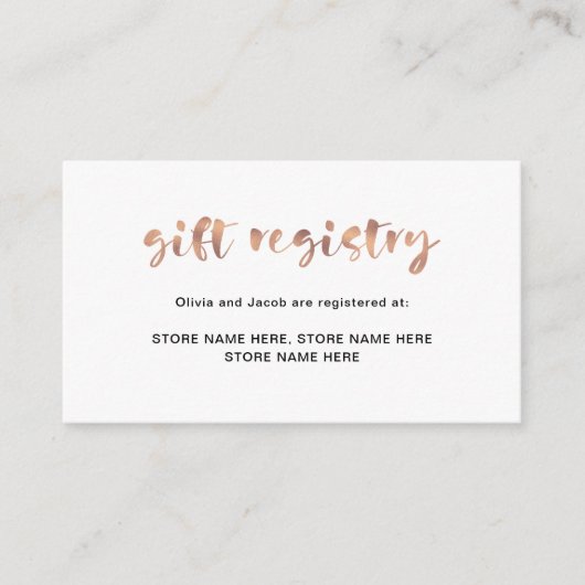 Basic Elegant Faux Roos Gold | Cadeauregister Informatiekaartje (Voorkant)