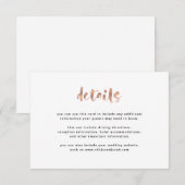 Basic Elegant Faux Roos Gold | Gastgegevens Informatiekaartje (Voorkant / Achterkant)