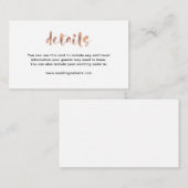 Basic Elegant Faux Roos Gold | Trouwdetails Informatiekaartje (Voorkant / Achterkant)
