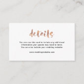 Basic Elegant Faux Roos Gold | Trouwdetails Informatiekaartje (Voorkant)
