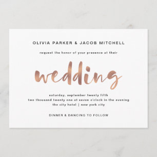 Basic Elegant Faux Roos Gold Wedding Kaart