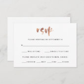 Basic Elegant Faux Roos Gold Wedding Meal Choice RSVP Kaartje (Voorkant / Achterkant)
