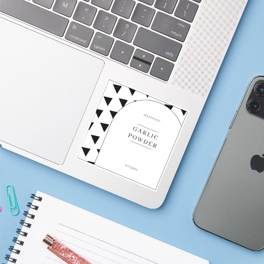 Basic Elegant Minimal Kitchen Pantry Jar Labels (Laptop met iPhone)