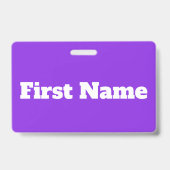 Basic, elegant, Paarse achtergrond en witte naam Badge (Achterkant)