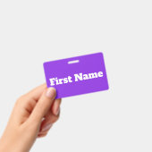 Basic, elegant, Paarse achtergrond en witte naam Badge (Handheld)