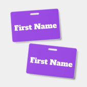Basic, elegant, Paarse achtergrond en witte naam Badge (Voor- en achterkant)