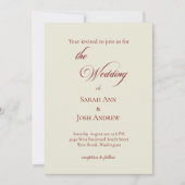 Basic & Elegant wedding Invitation beige Kaart (Voorkant)