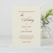 Basic & Elegant wedding Invitation beige Kaart (Staand voorkant)