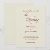 Basic & Elegant wedding Invitation beige Kaart (Voorkant / Achterkant)