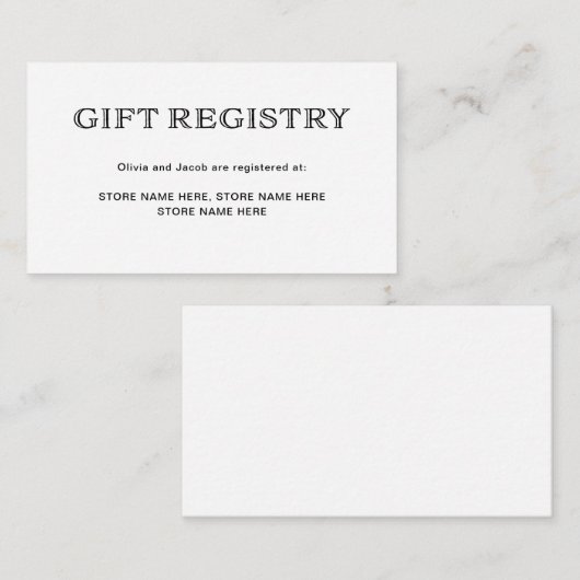 Basic Elegant Zwart en Wit | Cadeauregister Informatiekaartje (Voorkant / Achterkant)