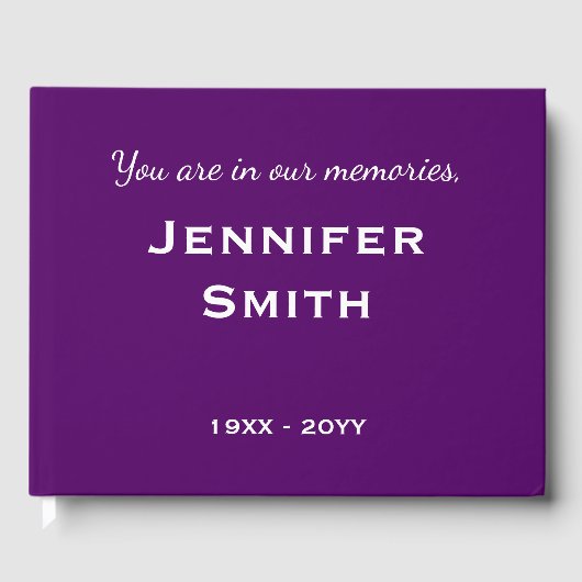 Basic- en Minimale Memorial Guestbook Gastenboek (Voorkant)