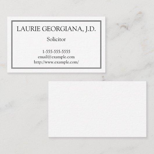Basic- en minimalistisch solicitor-Visitekaartje Visitekaartje (Voorkant / Achterkant)