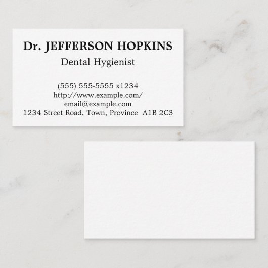 Basic en Plain Dental Hygienist Visitekaartje (Voorkant / Achterkant)