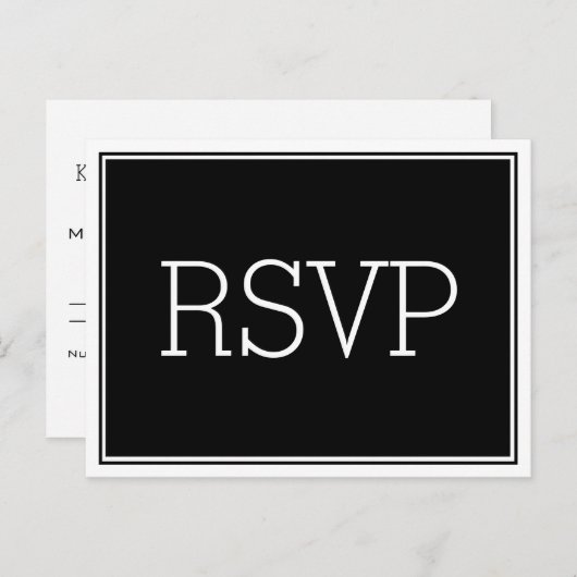 Basic Essential Black RSVP-Briefkaart Briefkaart (Voorkant / Achterkant)