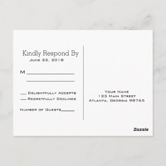 Basic Essential Black RSVP-Briefkaart Briefkaart (Achterkant)