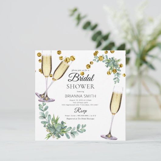 Basic Eucalyptus Greenery Vrijgezellenfeest Kaart (Staand voorkant)