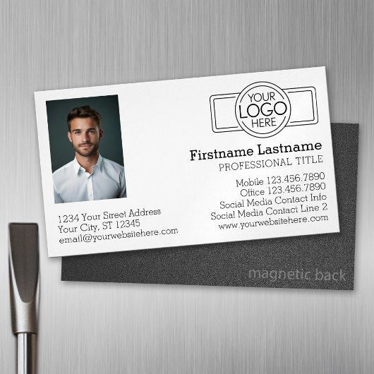 Basic Executive Design met Logo en foto Magnetisch Visitekaartje