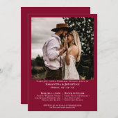 Basic Foto Cranberry Rode bruiloft repetitie diner Kaart (Voorkant / Achterkant)