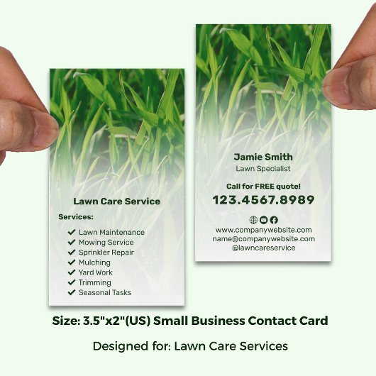 Basic Garden Service List Call to Action Lawn Care Visitekaartje