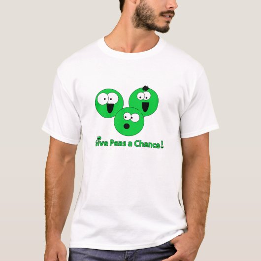 Basic: "geef erwten een kans" Pea-shirt T-shirt (Voorkant)