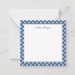 Basic Gingham Light Navy Blauw Grensplein Notitiekaartje