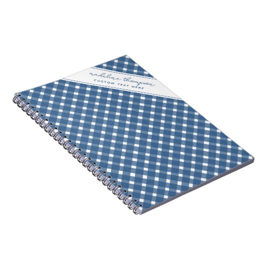 Basic Gingham Light Navy Blauwe Spiraal Notitieboek (Rechterzijde)