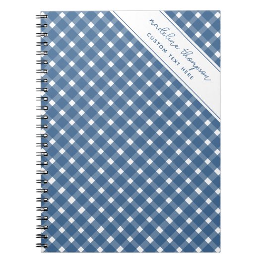 Basic Gingham Light Navy Blauwe Spiraal Notitieboek (Voorkant)