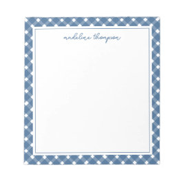 Basic Gingham Light Navy Blue Border Notitieblok